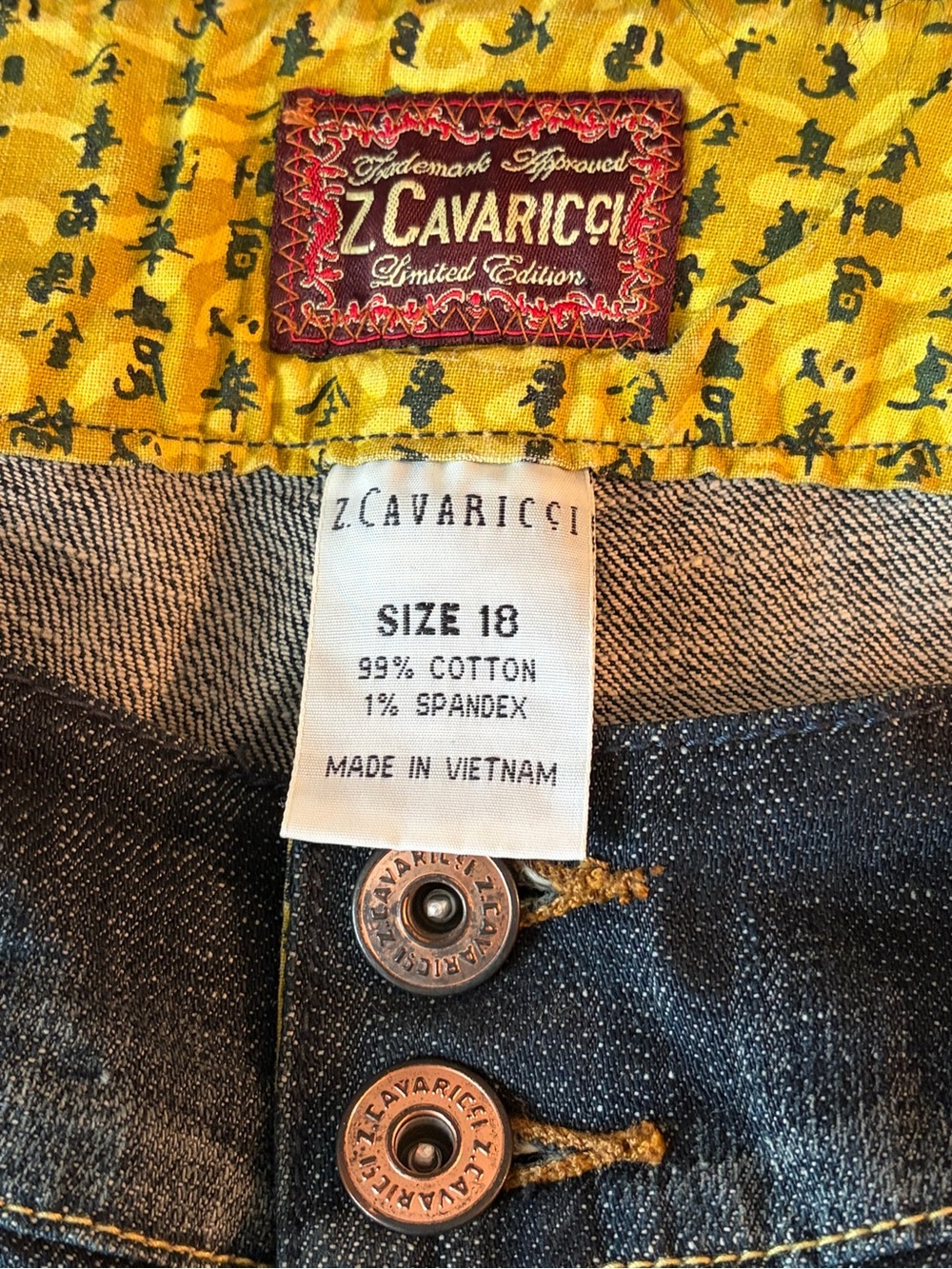Z. Cavaricci Washed Blue Wide Leg Denim Crop Pants - Picture 3 of 5